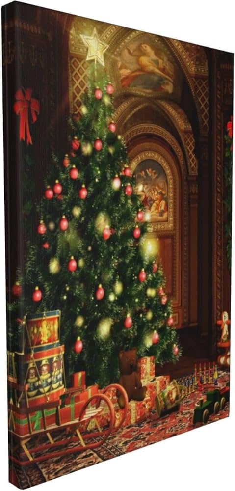 額縁クリスマスツリー　アクリル画　24㎝　原画　絵画　手描き額縁アート AM-315 ダイヤモンドアート クリスマス ツリー 額縁印刷 四角